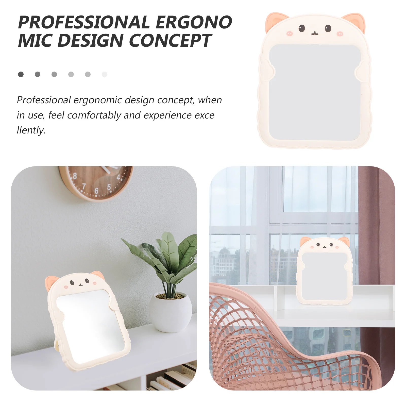 Opvouwbare make-upspiegel Cat Ear Desktop Stand Draagbare reismake-upspiegel Opvouwbare make-upkast Handspiegels