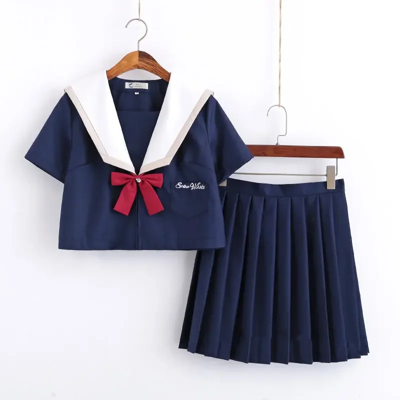 Sailor Suit Female Japanese Jk Uniform Student Jacket Korean Style Long and Short Skirt Navy Cute Sleeve College Style School