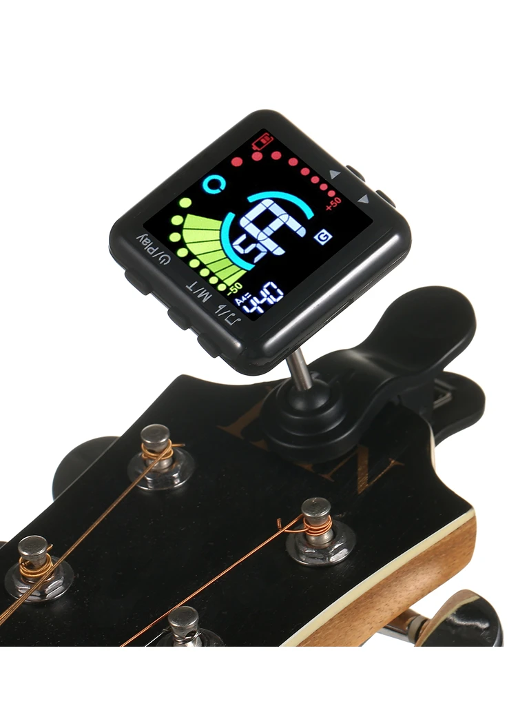 Guitar Tuner Rechargeable Guitar Tuner Clip On LED Color Display Professional Electric Guitar Tuner with Metronome