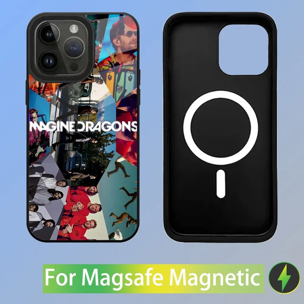 Imagine Dragons Rock band Capa de telefone para iPhone 15,14,13,12,11,Plus,Pro,Max Mini Magsafe Carregamento magnético sem fio