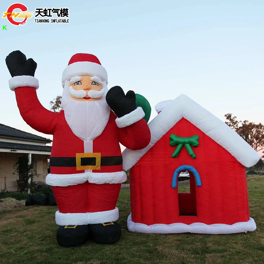 

3x3x3mH Outdoor Inflatable Christmas House Blow Up Inflatable Santa's Grotto Cabin For Xmas Events Party Decoration