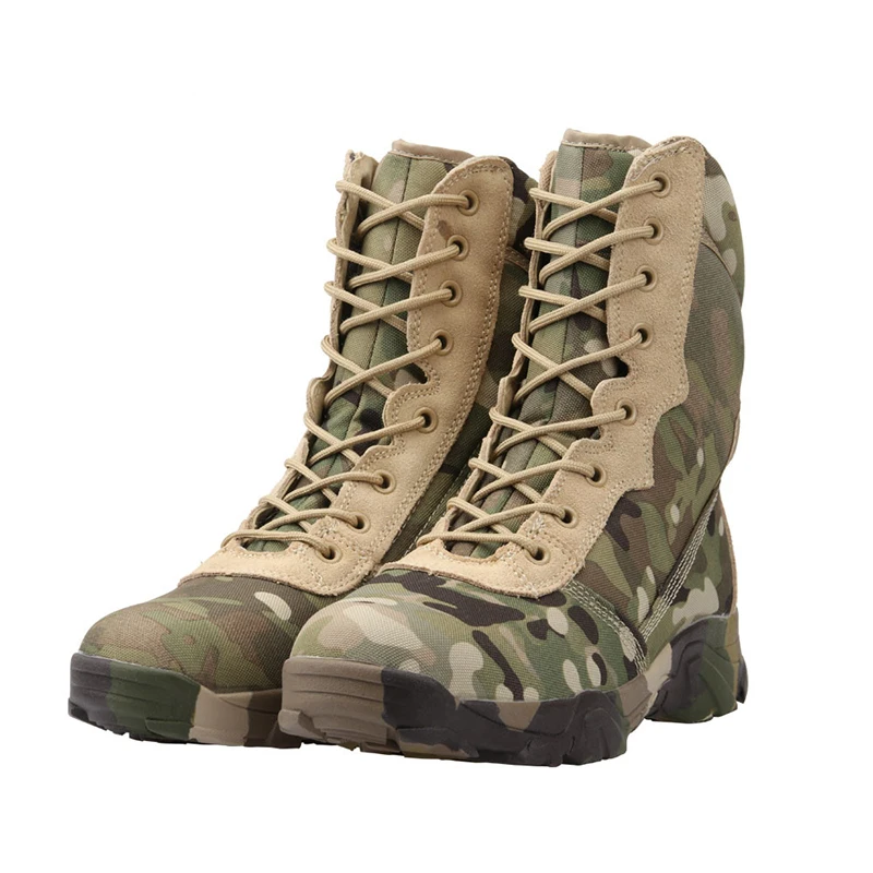 Jungle Camouflage Boots Hunting Hiking Boots Lightweight Camo Hiking Motorcycle Shoes for Men/women with Zipper Breathable