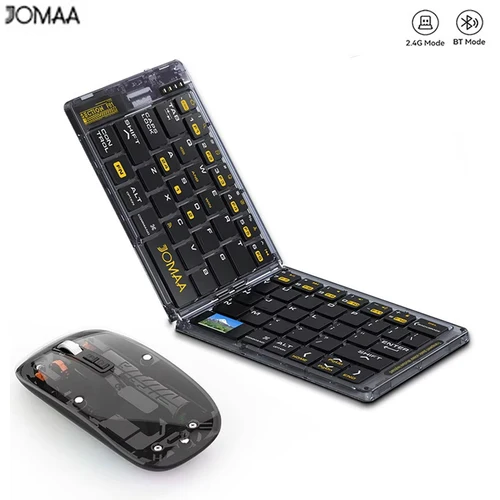 Imagen 1 del producto Jomaa teclado inalámbrico plegable transparente teclado Bluetooth con ratón teclado de viaje plegable para ordenador inteligente