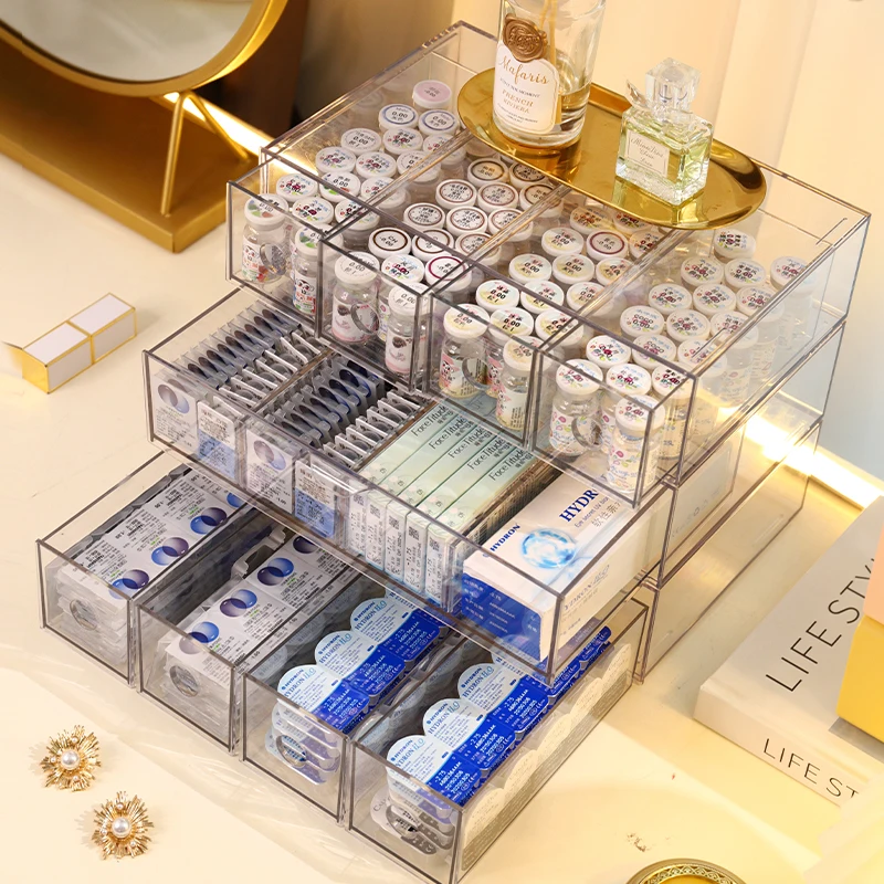 

Drawer-Type Glasses Storage Box Acrylic Daily Contact Lens Case Storage Box Beauty Lenses Organizer Sunglasses Storage Rack
