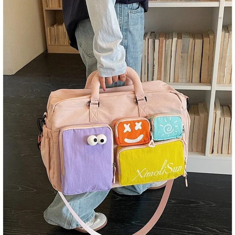 Dopamine Travel Bag Women's Short Trip Large Capacity Multi-Pocket Boarding Bag Storage Luggage Bag Fitness Sports Bag