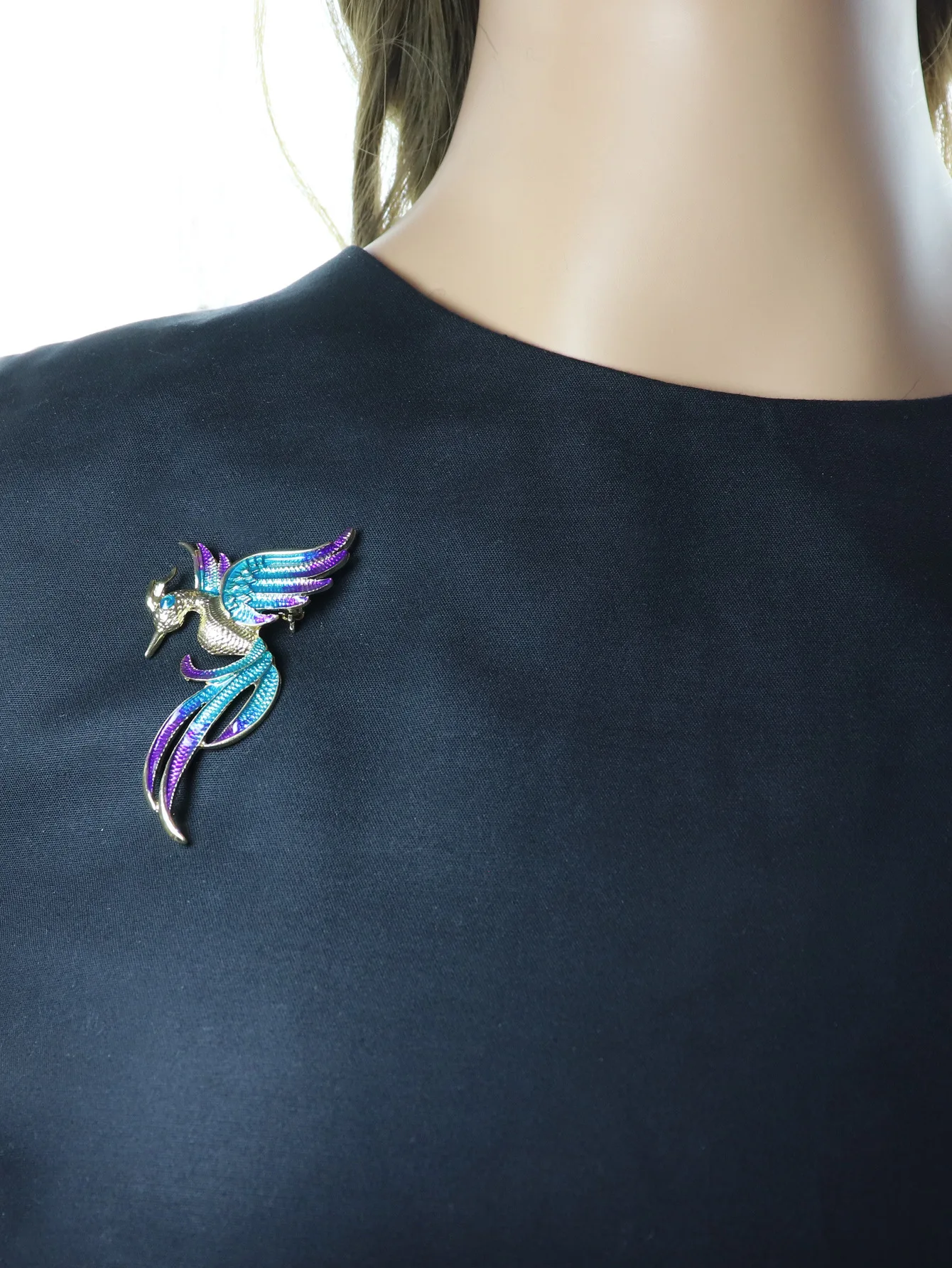 Medieval Vintage Dripping Oil Three-dimensional Phoenix Pin Brooch Enamel Glaze Animal Pins Personality Collar Accessories Gifts