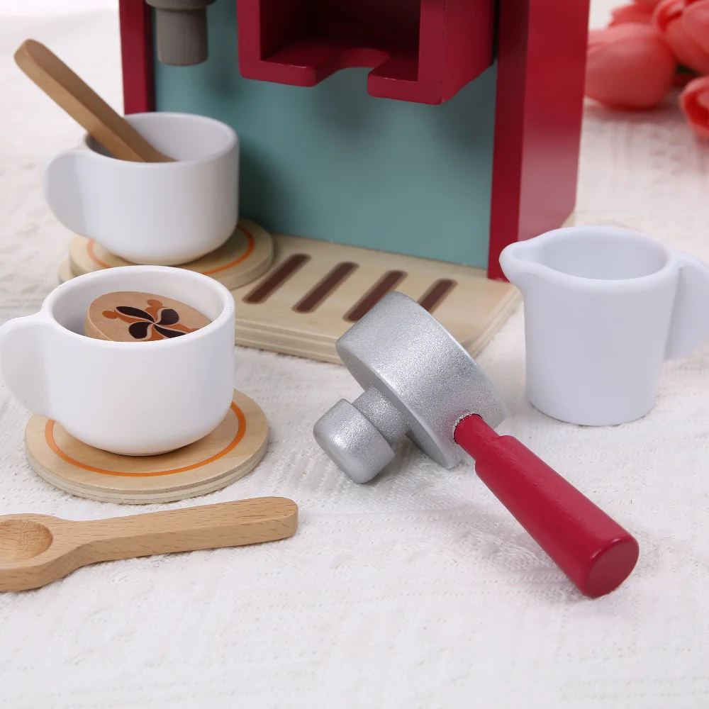 Holz Küche Pretend Spielen Spielzeug Simulation Holz Kaffeemaschine Baby Früh Lernen Pädagogisches Spielzeug Kind der Urlaub Geschenk