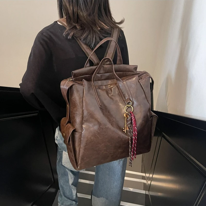 

Сумка на плечо, большой вместительный ретро-рюкзак, повседневный универсальный пригородный женский школьный рюкзак, уличная мода, высококачественный дорожный рюкзак