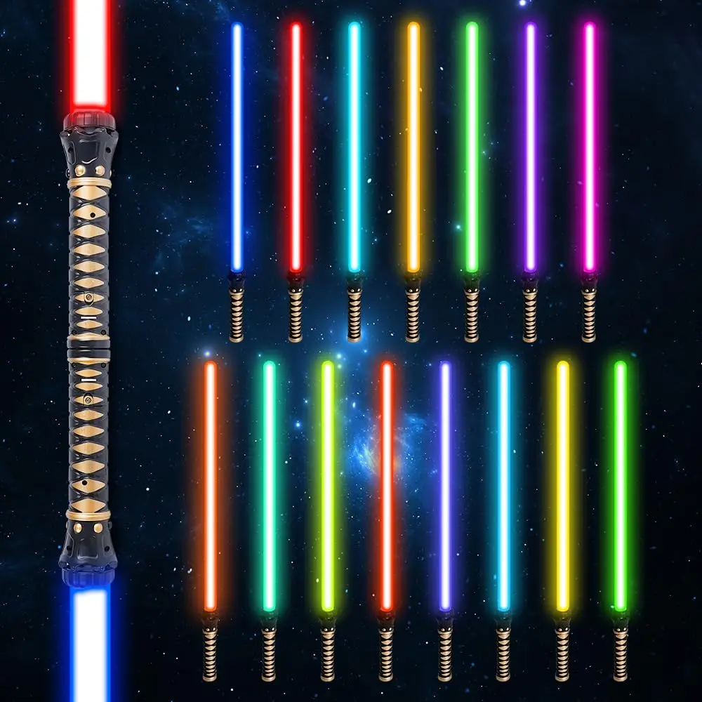 VATOS 2 Pack 15 Colors Light up Saber- Swords with FX Sound&Realistic Handle Expandable Light up Saber Toy Gift for Kid