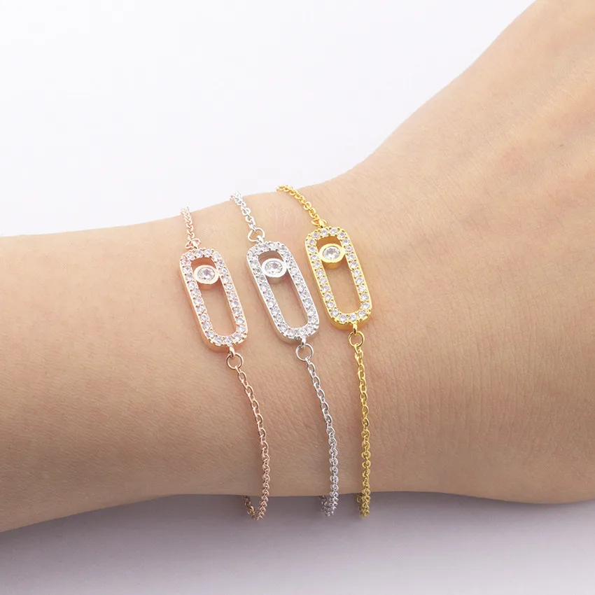 Pulseras de circón para mujer, joyería de moda, diseño de cuentas de la suerte, pulsera ajustable, accesorio de joyería para fiesta y boda