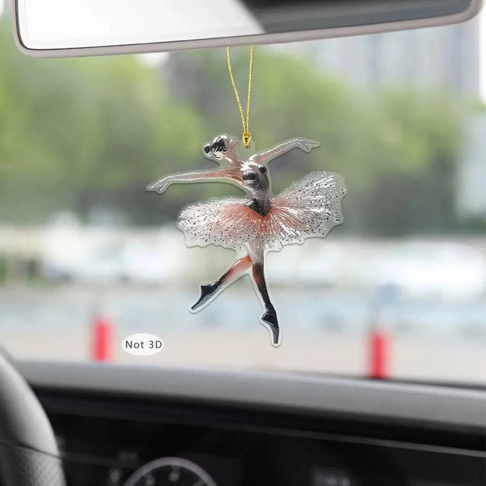 Sparkling Ballerina Christmas Ornament 2D Acrylic Hanging Decor for Tree Car Mirror Home Display Festive Dance Figure