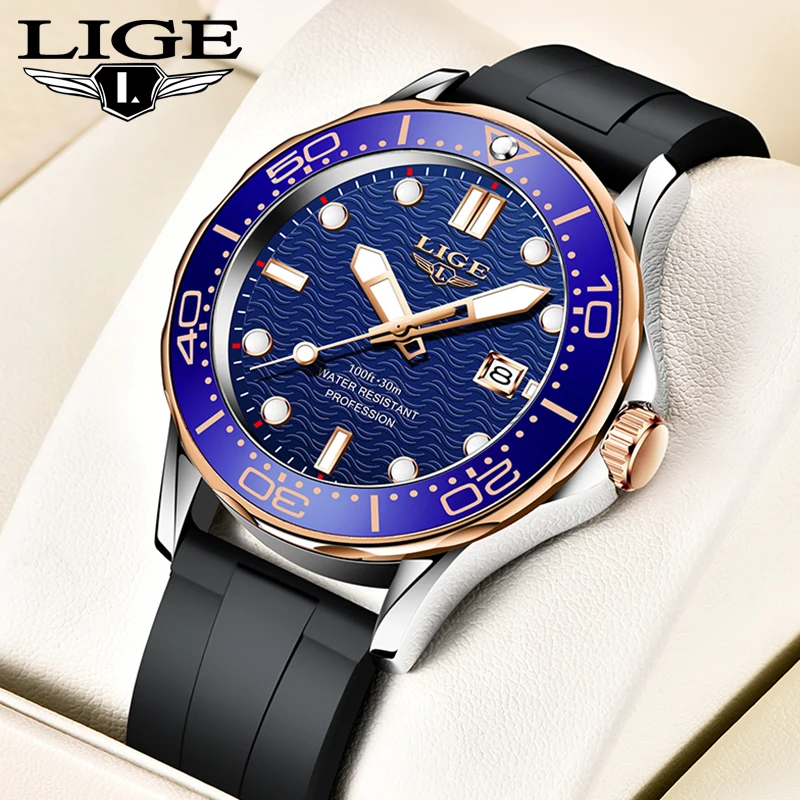 

Мужские часы LIGE, лучшие роскошные мужские часы, модные деловые кварцевые наручные часы, водонепроницаемые, светящиеся, с датой, стальные часы, мужские подарки