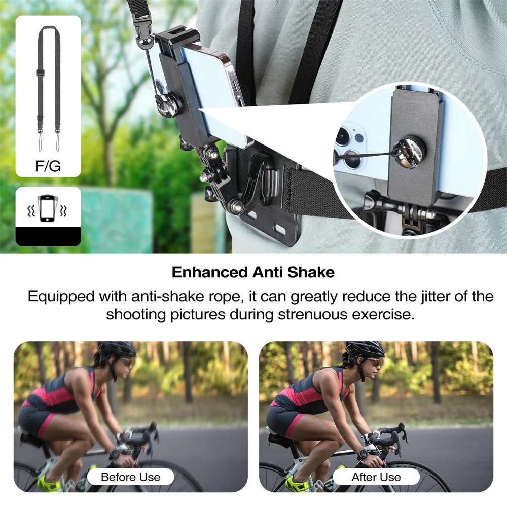 حزام الصدر POV تدوير حامل هاتف آيفون أندرويد الهاتف الذكي حزام الجسم تسخير جبل لكاميرا Gopro 12 11 10 9 8 Insta360