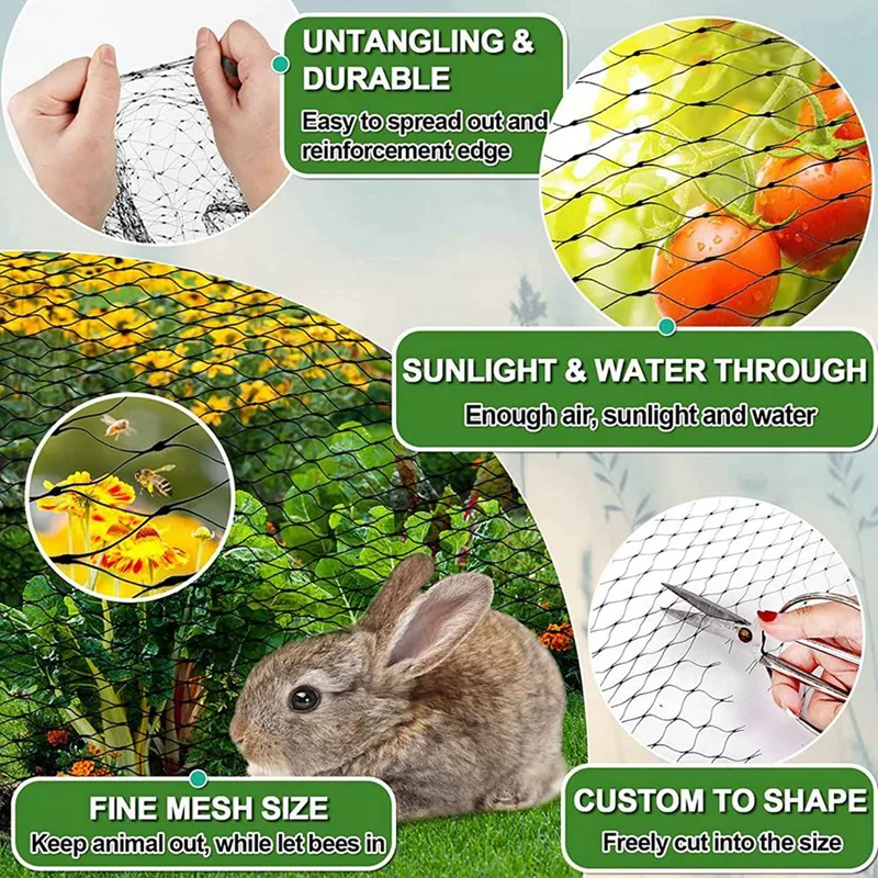 2X Bird Netting For Garden Protection, 4X10M Garden Netting, Poultry Netting For Chicken Coop, Deer Fence Netting