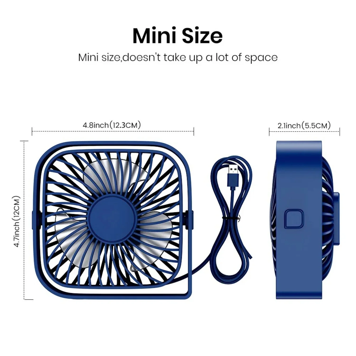 Portable, quiet, and compact mini desk fan with 3 adjustable speeds - rotating table fan for home or office cooling. Ideal for p