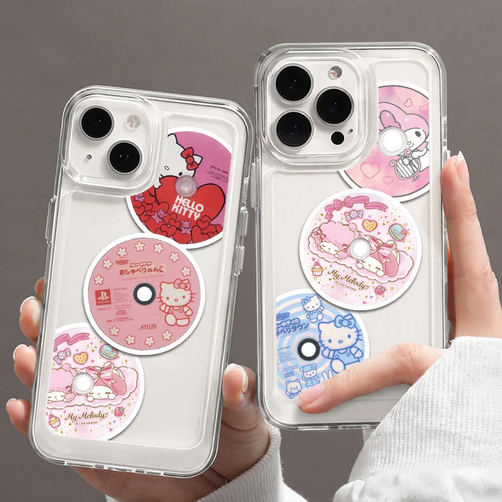 50PCS Kawaii Record Hello Kitty Stickers for Mobile Phones Guitar Luggage DIY Stickers Decoration Cute Vintage Birthday Gifts