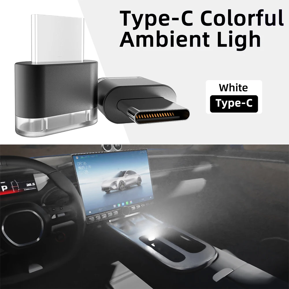 Neue Typ-C Auto Innen Umgebungs Atmosphäre Licht LED Signal Lichter Auto Lesen Lampe Dekorationen Auto Innen Zubehör