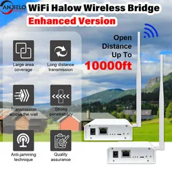 ANJIELO Wifi Halow Wireless Bridge Enhanced Version for 3KM Long Distance Transmission Faster Speed and Stronger Penetration
