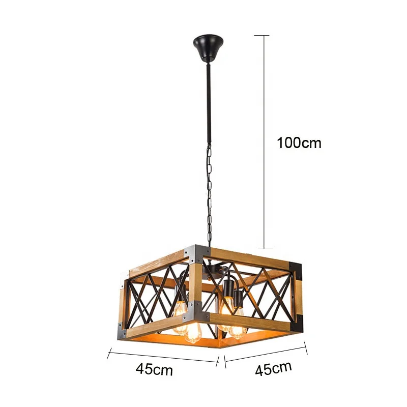 

Винтажная деревянная люстра в стиле ретро, промышленная американская подвесная лампа, люстра для столовой, кафе, бара