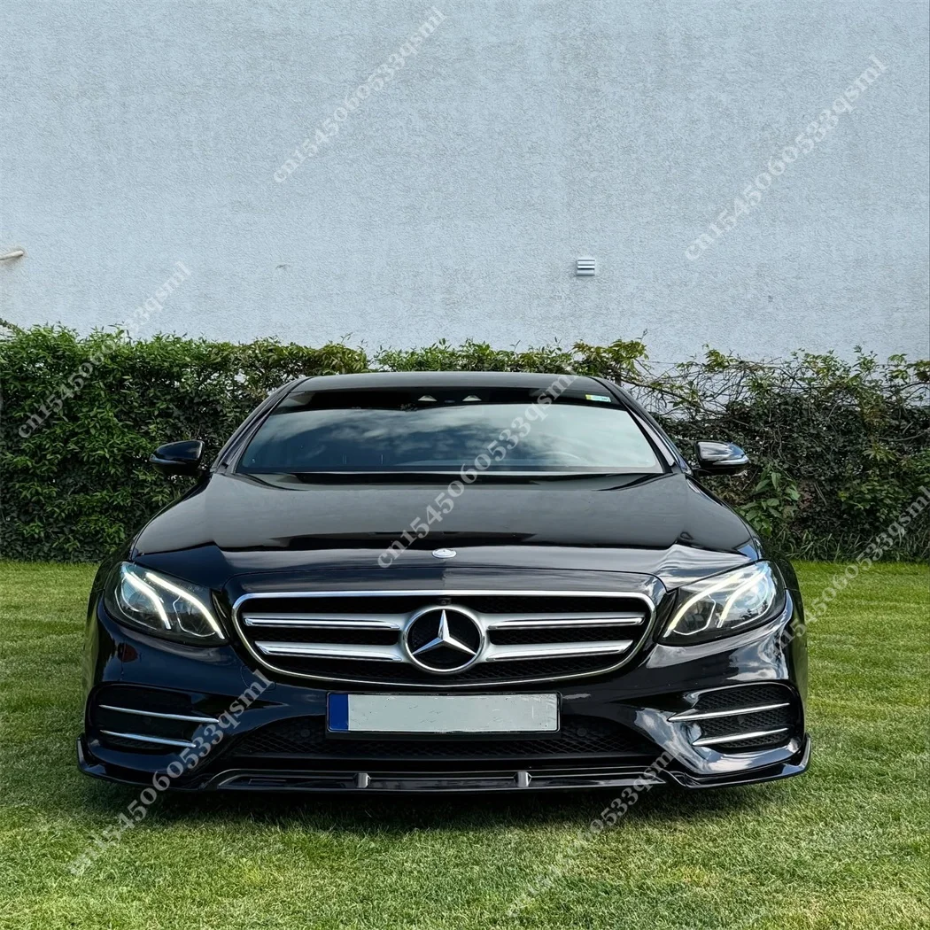 For Mercedes Benz E Class W213 AMG 2016 2017 2018 2019 2020 Pre-facelift Front Bumper Lip Gloss Black Spoiler Splitter Body kits view 2