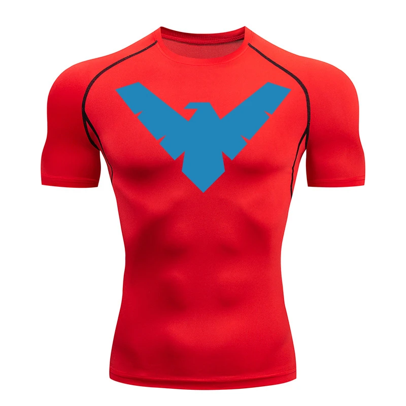 Grafik-Kurzarm-Kompressionsshirts für Herren, Fitnessstudio, Workout, Laufen, T-Shirts, Sommer, sportlich, schnell trocknend, Baselayers-Unterhemden