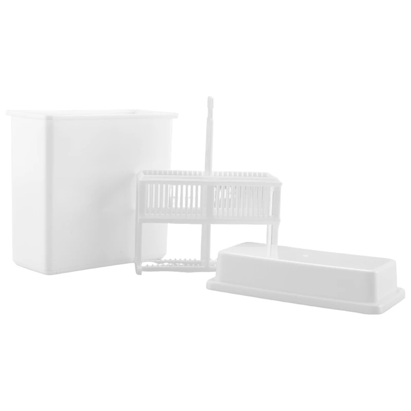 ชุดจานชั้นวางสีกล้องจุลทรรศน์แบบ2 in 1สีขาว24ชิ้น