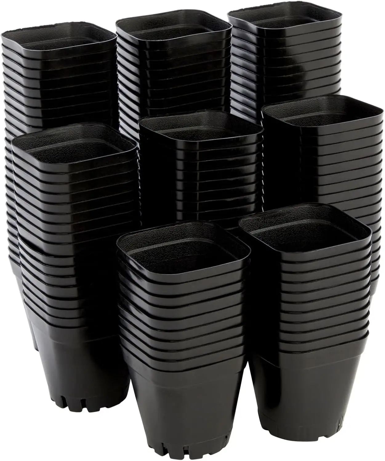 

Square Nursery Pots - Seedling Planters with Drainage Holes - Versatile Pots for Plants & Succulents - Space-Saving Stac