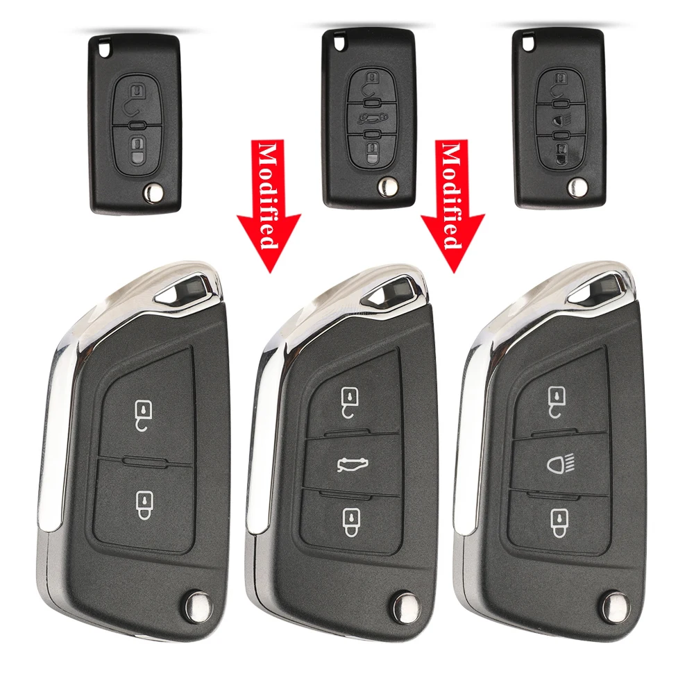 Jingyuqin - Nueva Carcasa Modificada para Llave de Coche Peugeot 307 407 308 607 Citroen C2 C3 C4 C5 C6 C8 XSARA PICA CE523 HU83 CE536 VA2