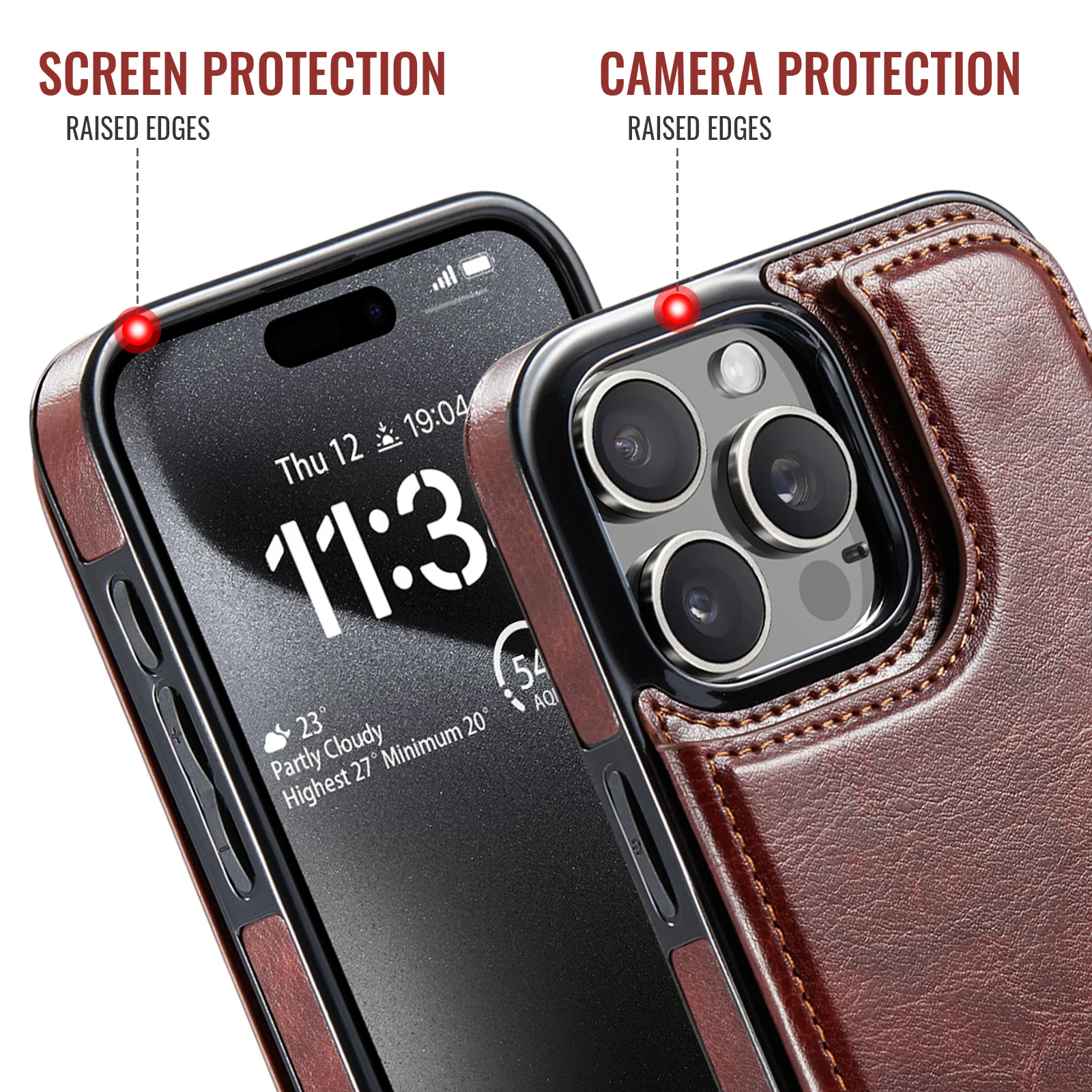 for iPhone 16 Pro Max 16 Plus 16 Wallet Case With Card Holder, PU Leather Kickstand Card Slots Case, Double Magnetic Clasp