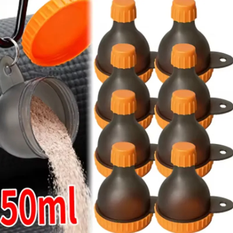Dispensador de proteína em pó de 50ml, caixa portátil para suplementos fitness, funil, caixa para pó esportivo, à prova de vazamentos, para caminhadas