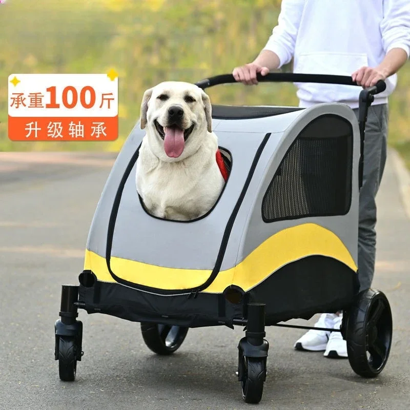 عربة كلب ضخمة وخفيفة الوزن في عربة الحيوانات الأليفة، يمكن لكبار السن الجلوس والمشي في الهواء الطلق #6