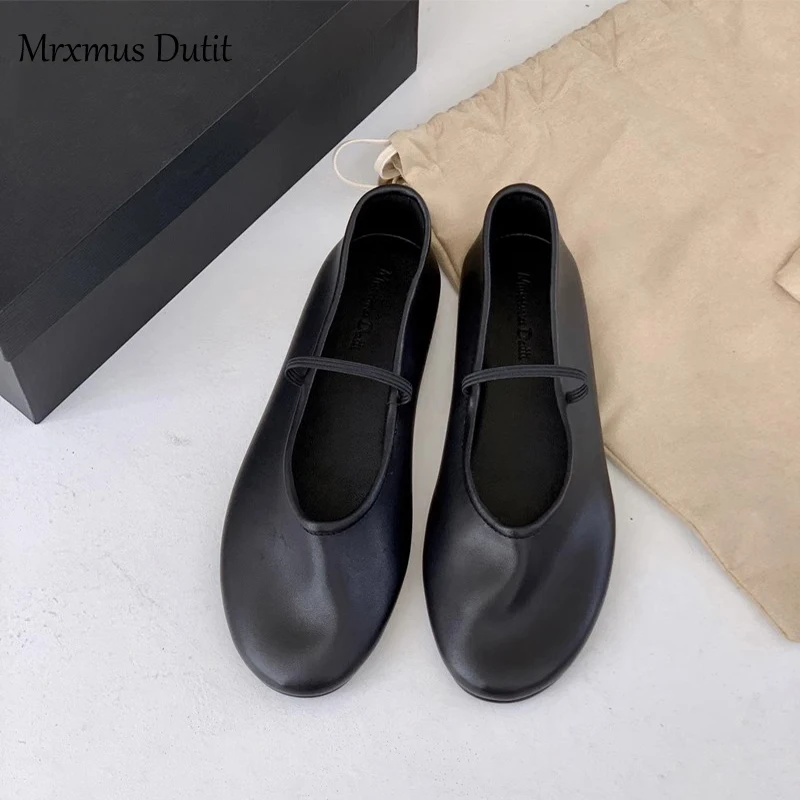 Mrxmus 2024 Spring Summer Fashion New Women Genuine Leather Square Head Shallow Sandals Elegant Simple Casual Shoes Female Chic