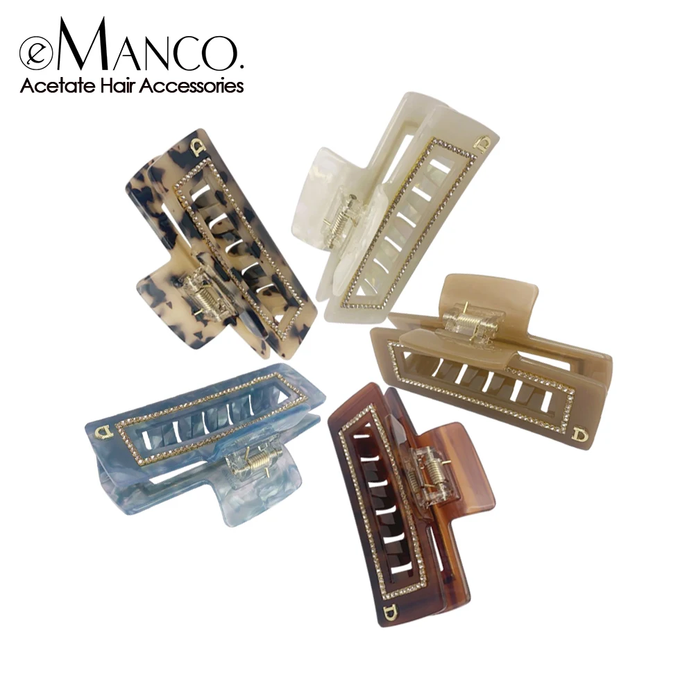 eManco Fashion Acetate Clip for Minimalist Girls, Large Rectangle Diamond Hair Clip, Ultra High Quality Hair Accessories