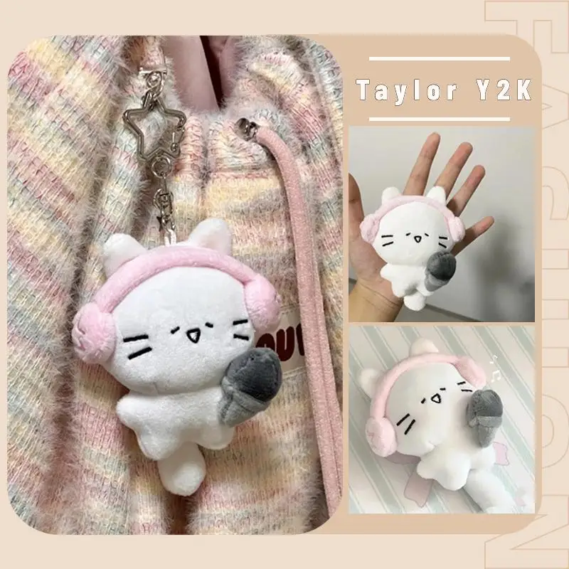 New Sanrio Hello Kitty Pendant Cartoon Earbuds KT Cat Plush Keychain Japanese Kawaii Bag Accessories Plush Toy Girlfriend Gift