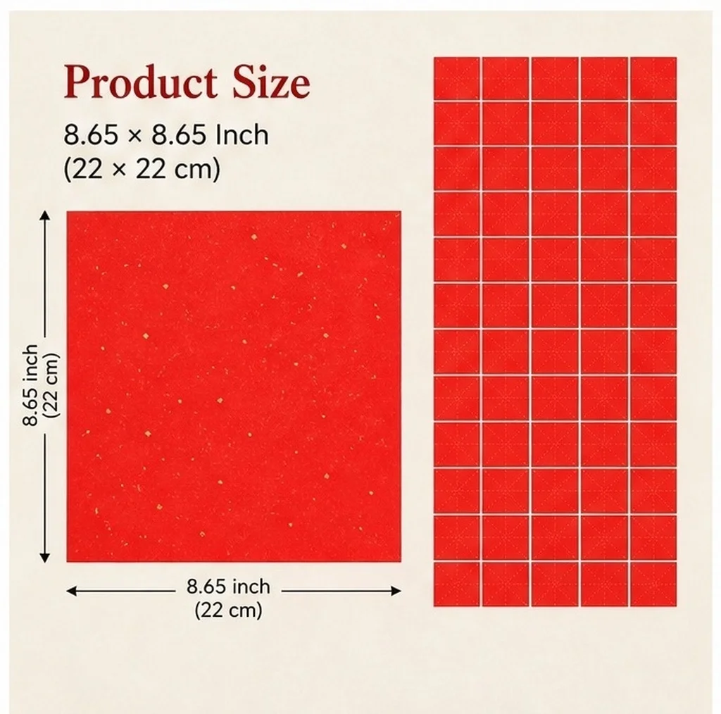 80Sheets Vibrant Red Traditional Xuan Rice Paper Calligraphy Practice Sheets with Grid for Beginners Spring Festival Couplets