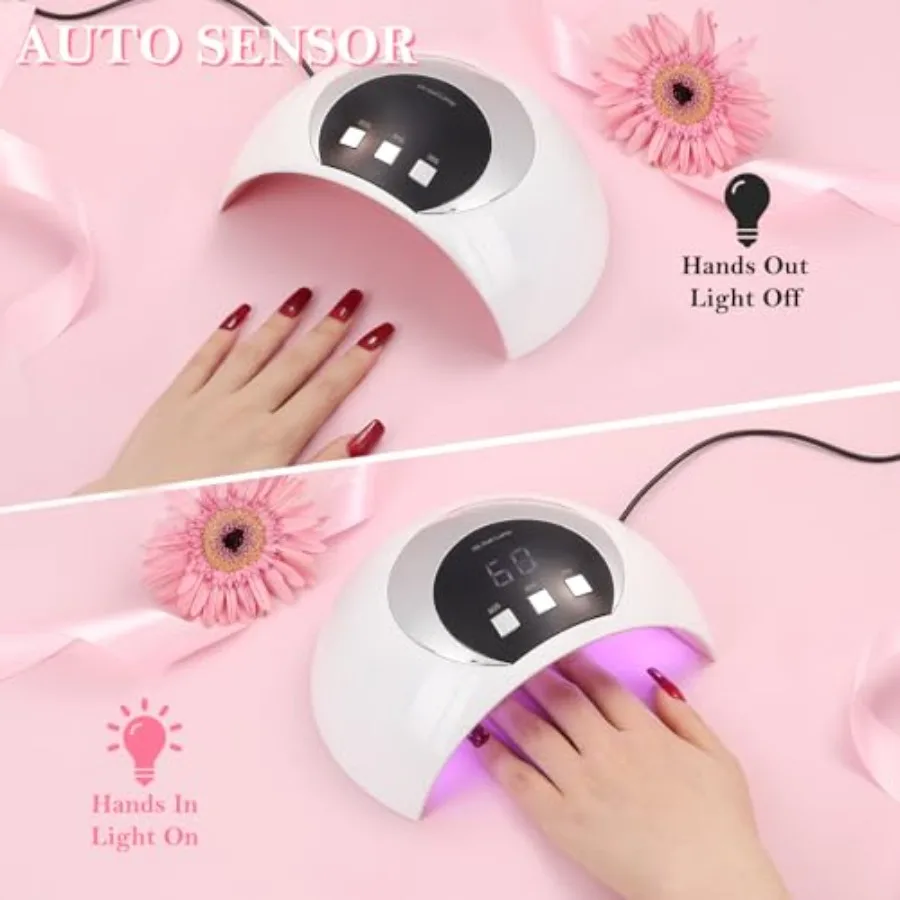 Lámpara LED UV para uñas de 54W con sensor automático y 3 configuraciones de temporizador para uñas de gel, herramienta profesional para manicura de secado rápido