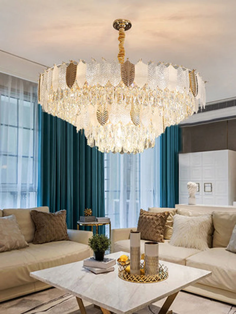 

2024 Light luxury chandelier living room lamp postmodern minimalist new crystal Pendant light designer model room bedroom lamps