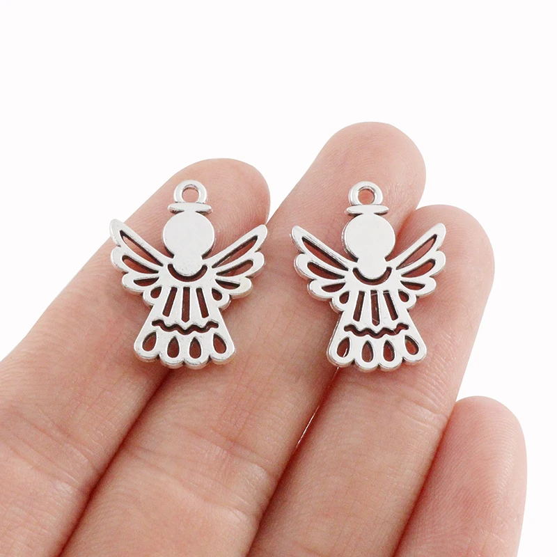 20 x Tibetan Silver/Gold Color Guardian Angel Charms Pendants 2 Sided for Necklace Bracelet Jewelry Making 18x23mm