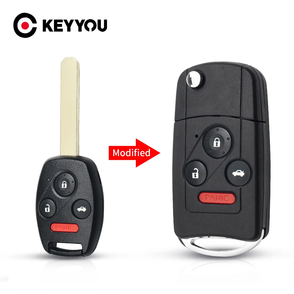 

KEYYOU 1PCS NEW For Honda Accord Pilot Cr-V Civic Insight Ridgeline 2003-2013 Modified Folding Car Key Case