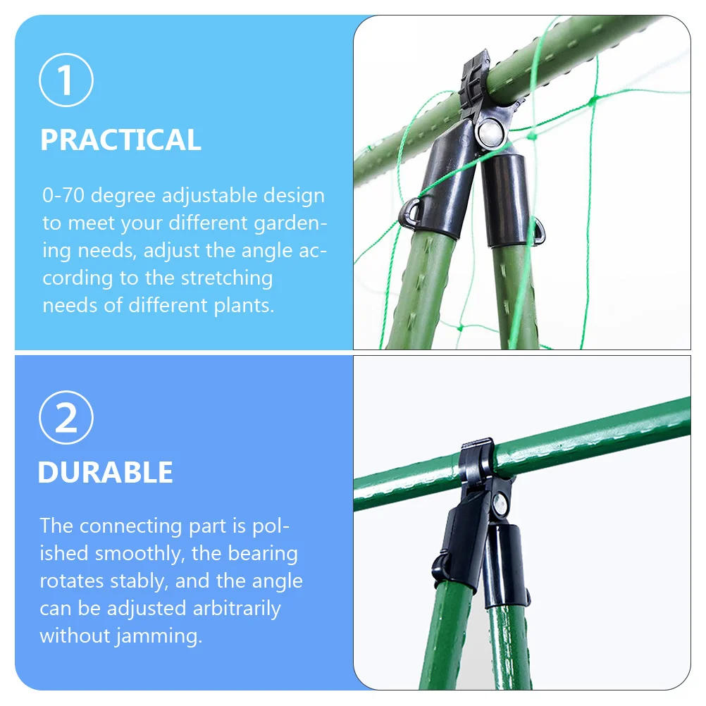 

10pcs Garden Stake Connectors Adjustable 0-70 Degree Plant Support For Tomatoes Cucumbers Vines Eggplants