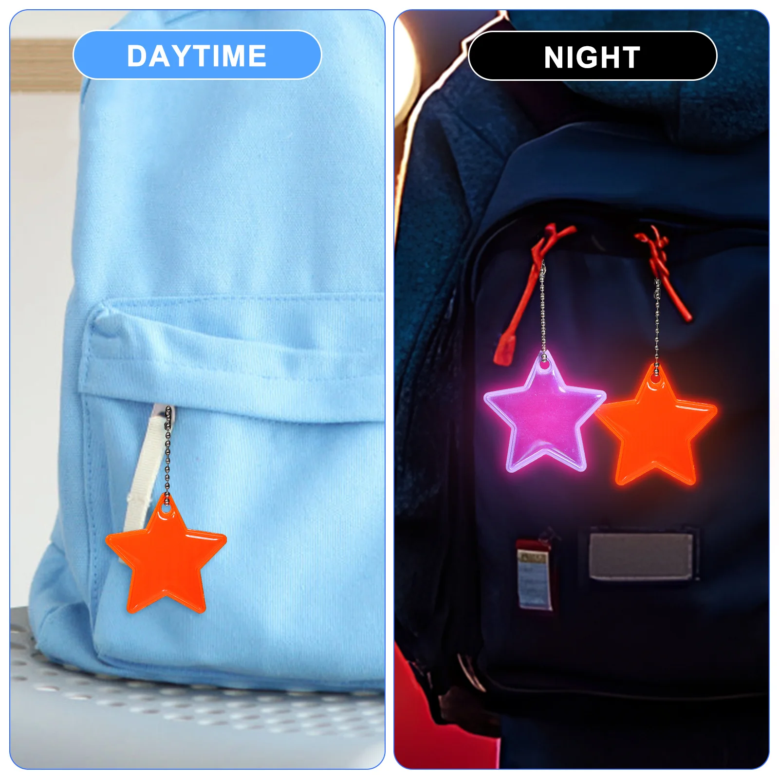 15 個の反射ペンダントキーホルダー暗闇で光るタグバックパックランドセルキッズギア軽量アウトドアアクセサリー