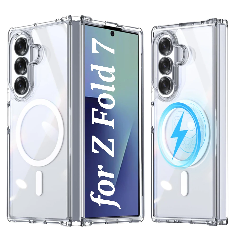 磁気透明ケース Magsafe ワイヤレス充電アンチスクラッチフロントバックバンパー Samsung Galaxy Z Fold 7 電話アクセサリー用