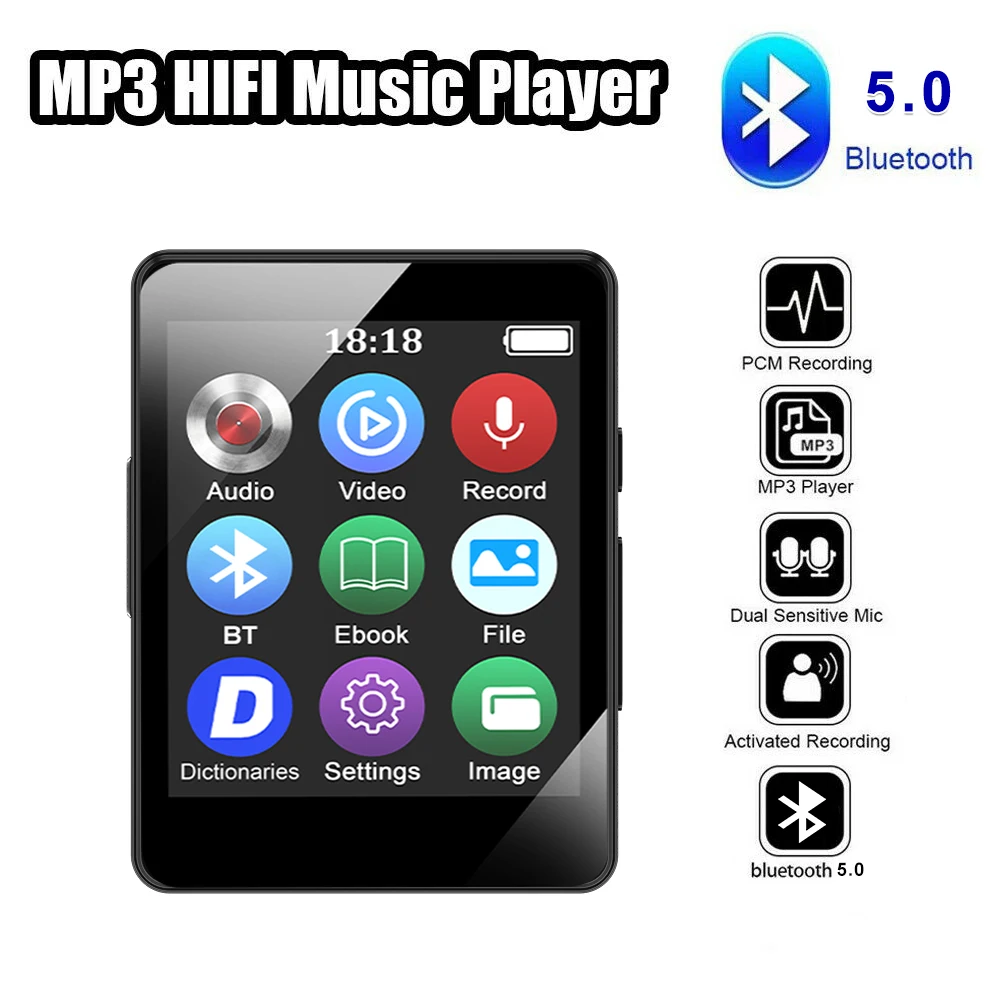 مشغل MP3 المحمول بلوتوث 5.0 الموسيقى ستيريو المتكلم مصغرة MP4 تشغيل الفيديو مع شاشة LED راديو FM تسجيل ل ووكمان