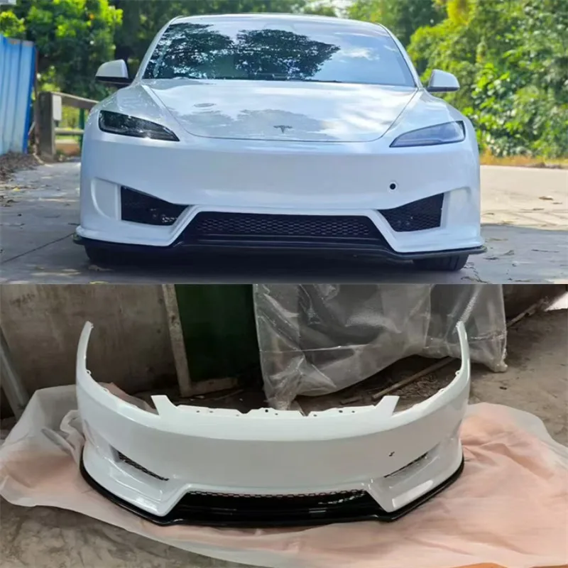 

Для Tesla Model 3, высокое качество ABS, яркий черный передний бампер, спойлер, сплиттер, автомобильные аксессуары, комплект кузова