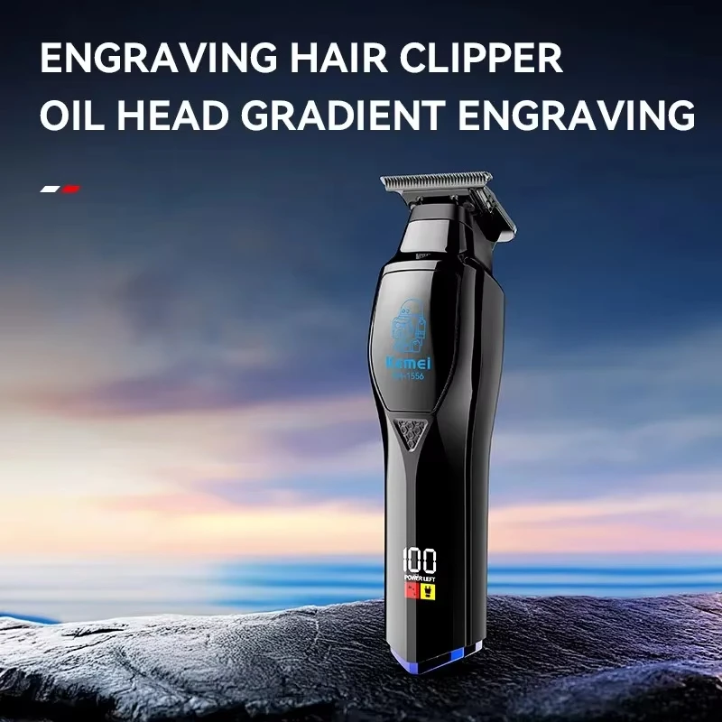 Kemei KM-1556 Barber Cordless Hair Trimmer Rechargeable Hair Clippers For Men Professional Electric Finish Cutting Machine