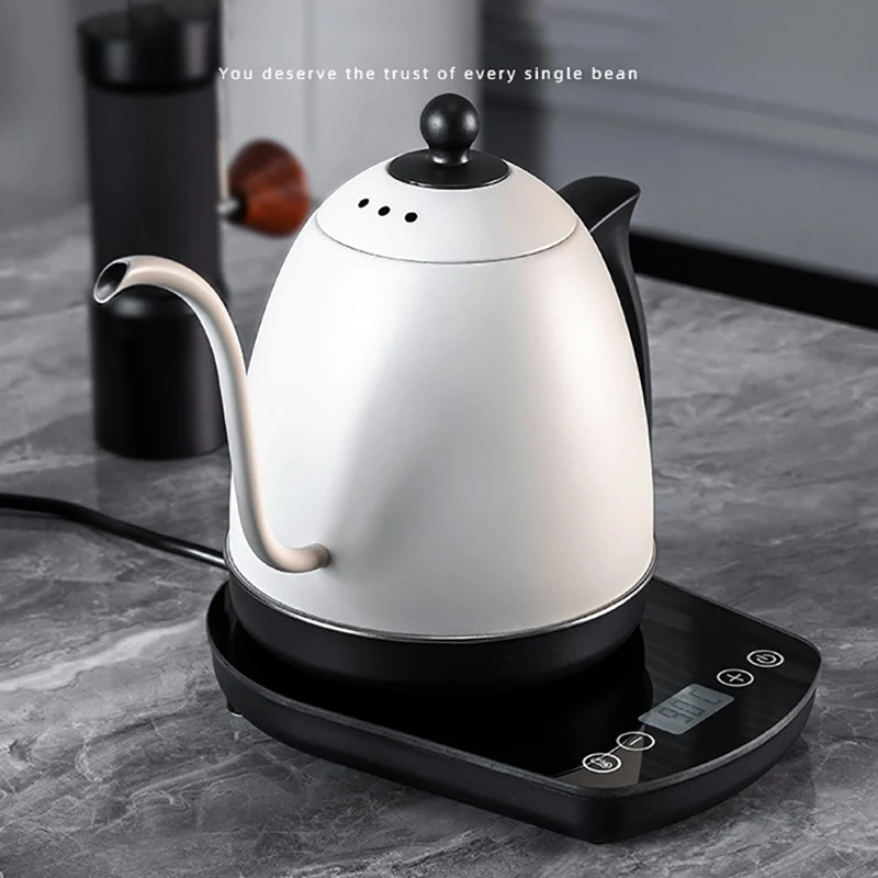 800ML Intelligent Constant Temperature Electric Kettle Hand Brew Coffee Pot Gooseneck Fine-mouth Stainless Steel Teapot Kettles