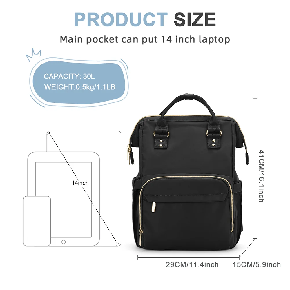 Laptop Backpack for Women Water Resistant Travel Work Backpacks Purse Stylish Business Teacher Nurse Computer Bag with USB Port