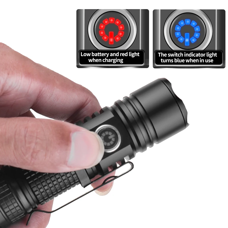 Portable Mini LED Flashlight Super Bright Long Distance Magnetic Torch Type-C Charging Pocket Light For Night Walking Home Use view 5