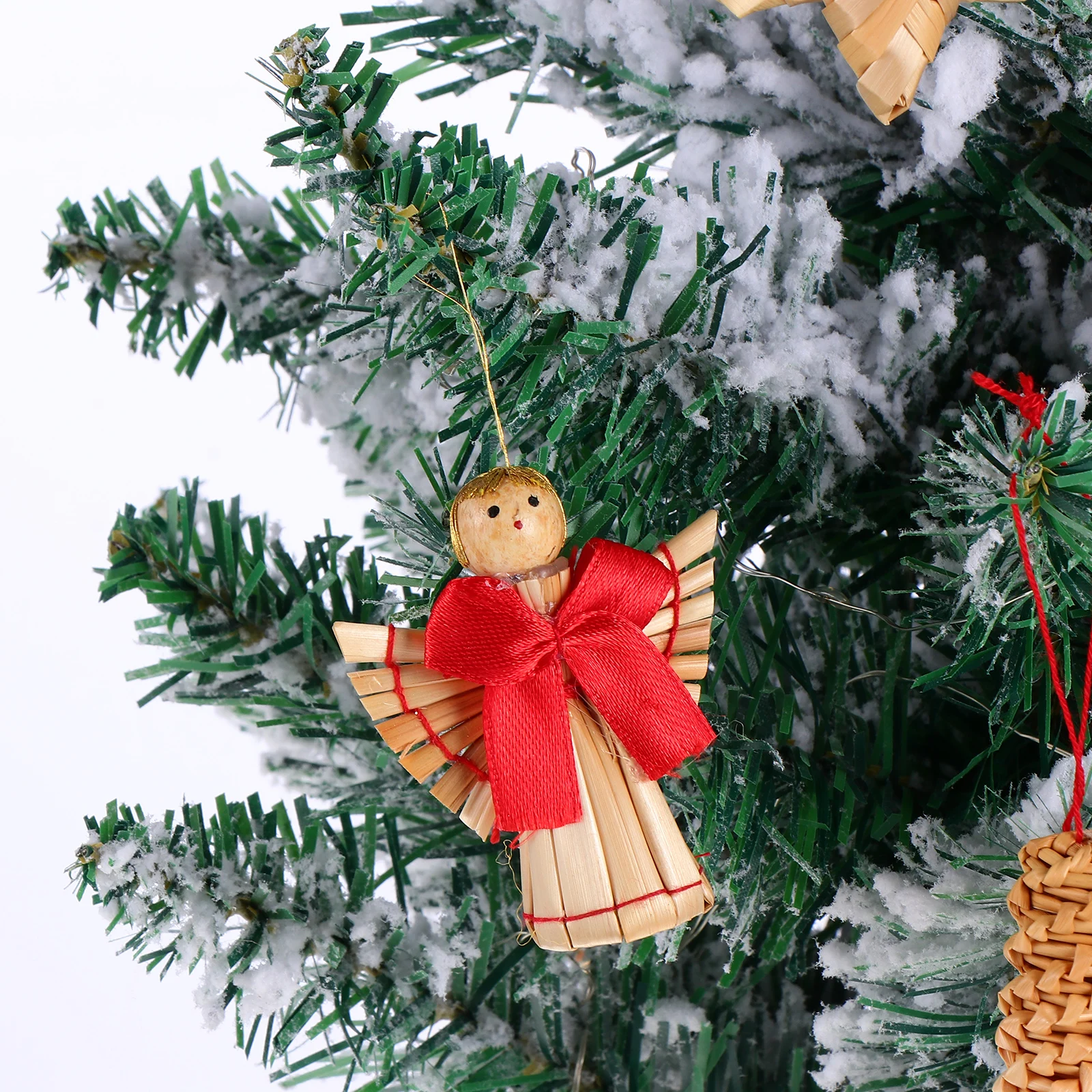 

11pcs Creative Wheat Straw Pendants Christmas Hanging Decorations For Party Indoor Outdoor Lightweight Reusable Eco-Friendly