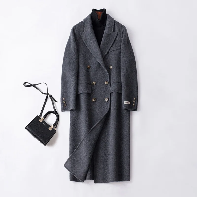 High Quality Wool Thickened Double-sided Cashmere Coat Spring Autumn Women Long Suit Wool Coat